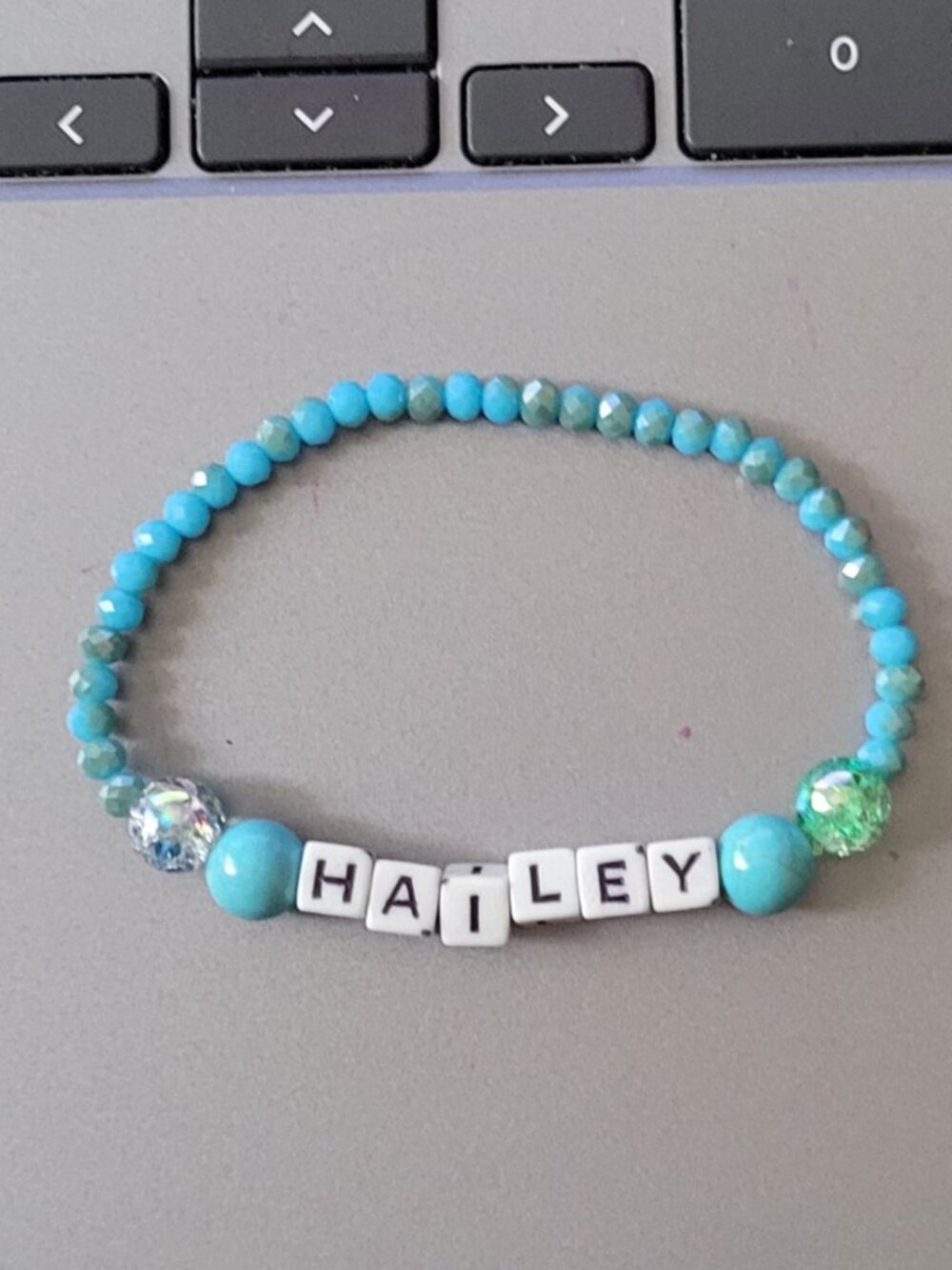 Girls' Personalized Turquoise Beaded Wrist Wrap
